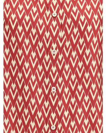 Valentino Red Silk Pattern Shirt
