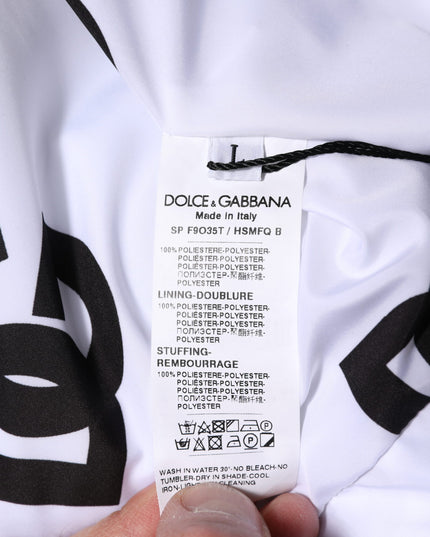 Dolce & Gabbana White Black DG Mania Polyester Puffer Jacket