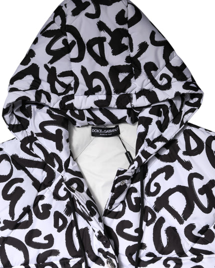 Dolce & Gabbana White DG Mania Hooded Sleeveless Puffer Jacket