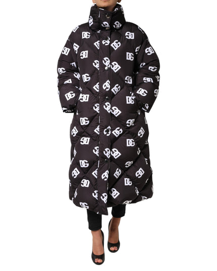 Dolce & Gabbana Black DG Mania Puffer Quilted Long Coat Jacket
