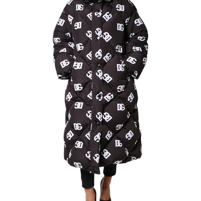 Dolce & Gabbana Black DG Mania Puffer Quilted Long Coat Jacket