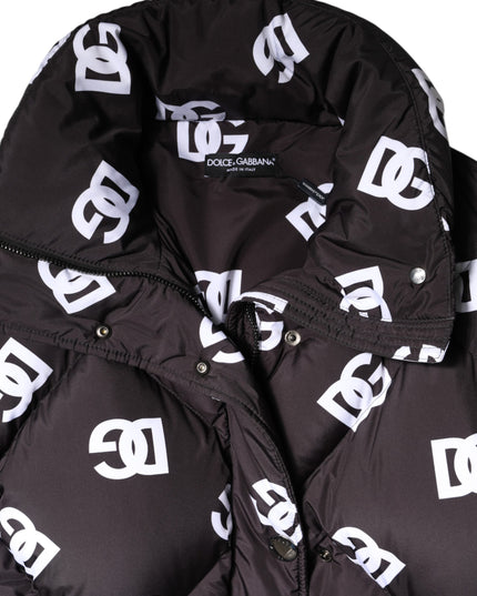 Dolce & Gabbana Black DG Mania Puffer Quilted Long Coat Jacket