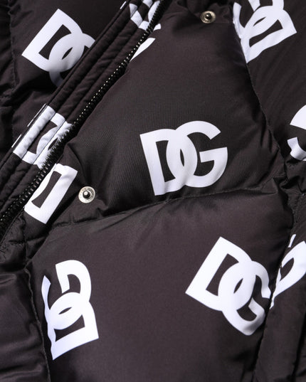 Dolce & Gabbana Black DG Mania Puffer Quilted Long Coat Jacket