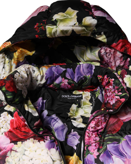 Dolce & Gabbana Multicolor Floral Hooded Puffer Quilted Jacket