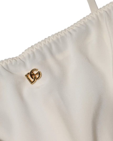 Dolce & Gabbana White Full Slip DG Logo Silk Dress Sleepwear