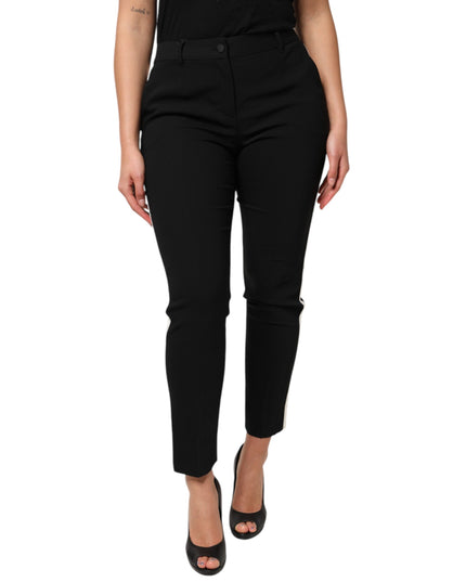 Dolce & Gabbana Black Wool High Waist Tapered Pants