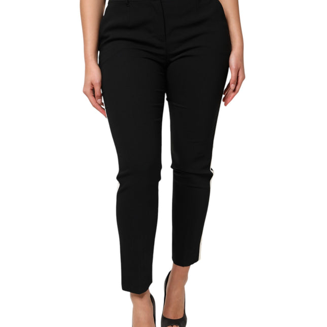 Dolce & Gabbana Black Wool High Waist Tapered Pants