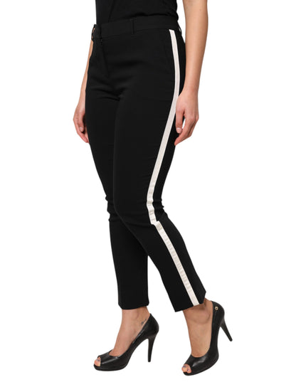 Dolce & Gabbana Black Wool High Waist Tapered Pants