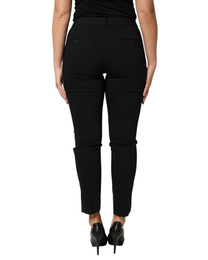 Dolce & Gabbana Black Wool High Waist Tapered Pants