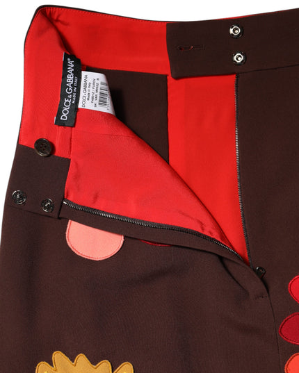 Dolce & Gabbana Brown Floral High Waist Side Slit Skirt