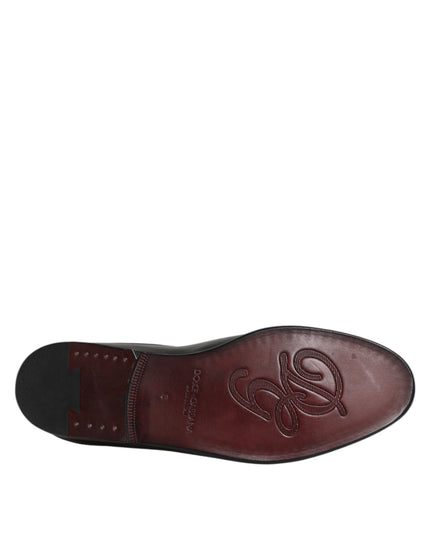 Dolce & Gabbana Black Calfskin Leather Slip On Loafers Shoes