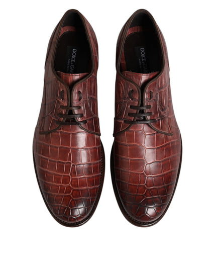Dolce & Gabbana Burgundy Leather Lace Up Derby Dress Shoes