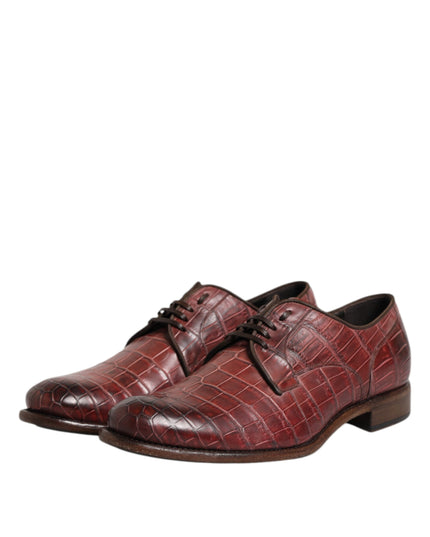 Dolce & Gabbana Burgundy Leather Lace Up Derby Dress Shoes