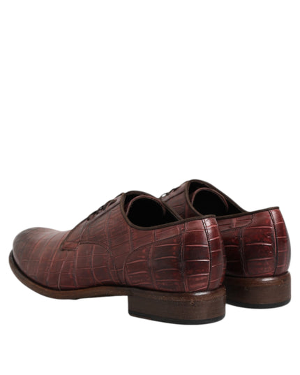 Dolce & Gabbana Burgundy Leather Lace Up Derby Dress Shoes