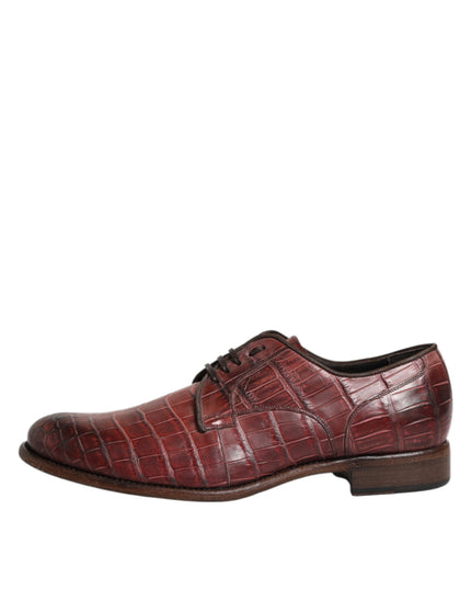 Dolce & Gabbana Burgundy Leather Lace Up Derby Dress Shoes