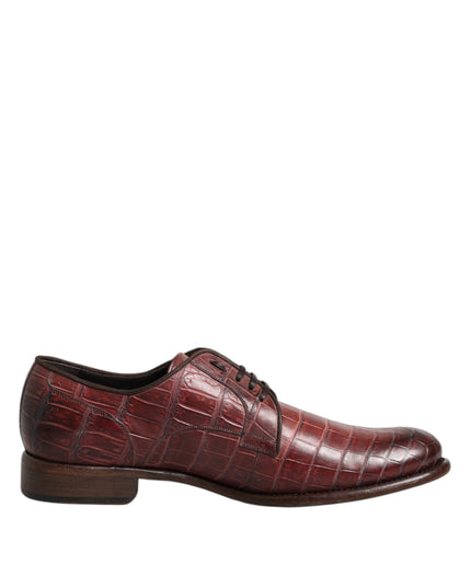 Dolce & Gabbana Burgundy Leather Lace Up Derby Dress Shoes