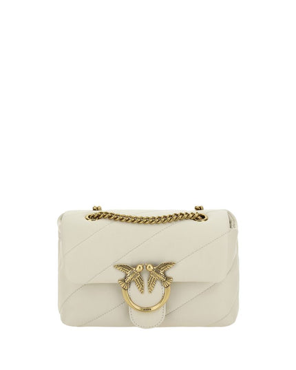 PINKO White Calf Leather Bos Taurus Shoulder Bag