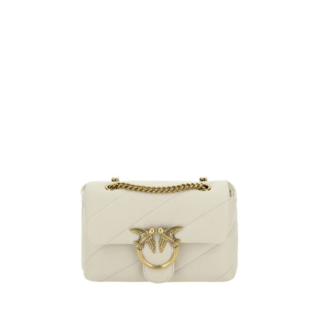PINKO White Calf Leather Bos Taurus Shoulder Bag