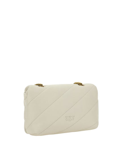 PINKO White Calf Leather Bos Taurus Shoulder Bag