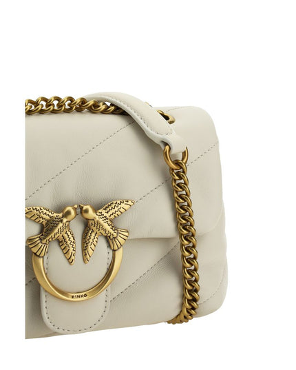 PINKO White Calf Leather Bos Taurus Shoulder Bag