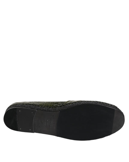 Dolce & Gabbana Green Exotic Leather Espadrilles Slip On Shoes