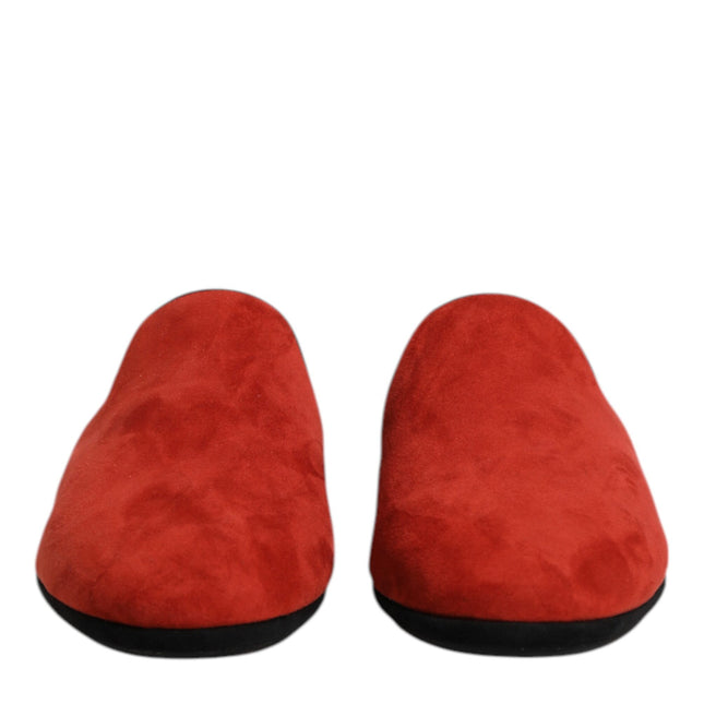 Dolce & Gabbana Orange Suede Slides Flat Slipper Shoes