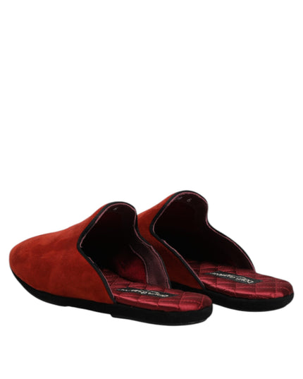 Dolce & Gabbana Orange Suede Slides Flat Slipper Shoes