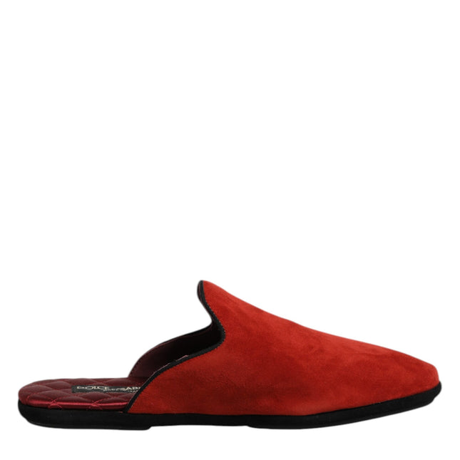 Dolce & Gabbana Orange Suede Slides Flat Slipper Shoes