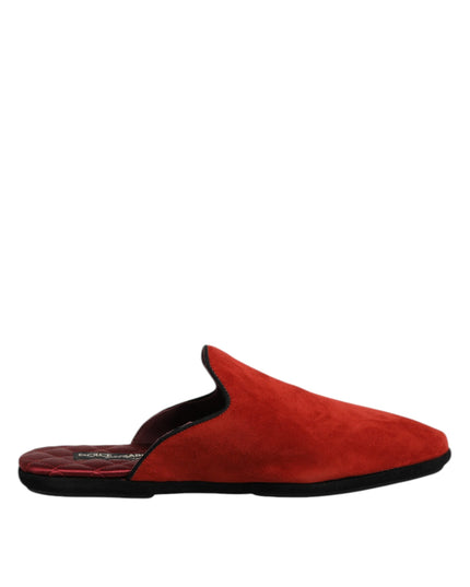 Dolce & Gabbana Orange Suede Slides Flat Slipper Shoes