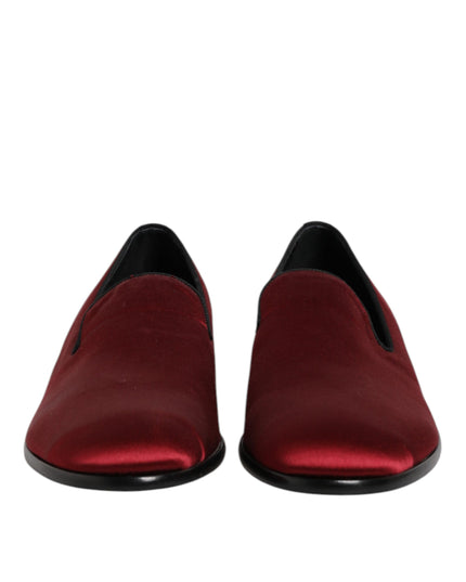 Dolce & Gabbana Red Velvet Slip On Loafers Formal Shoes