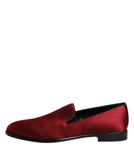 Dolce & Gabbana Red Velvet Slip On Loafers Formal Shoes
