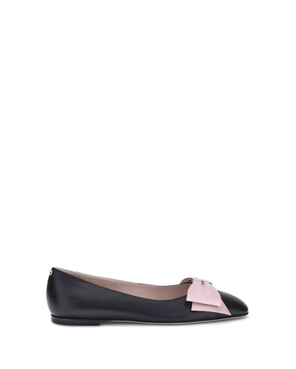Valentino Garavani Black Calf Leather Bos Taurus Ballet Flats