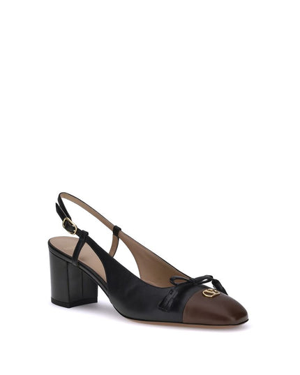 Valentino Garavani Black Calf Leather Bos Taurus Mid Heel Pumps