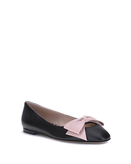 Valentino Garavani Black Calf Leather Bos Taurus Ballet Flats