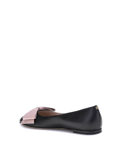 Valentino Garavani Black Calf Leather Bos Taurus Ballet Flats