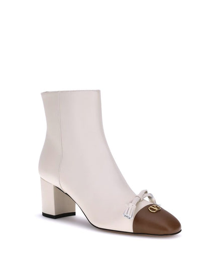 Valentino Garavani Cream Goatskin Ankle Boots