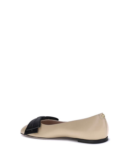 Valentino Garavani Brown Calf Leather Bos Taurus Ballet Flats