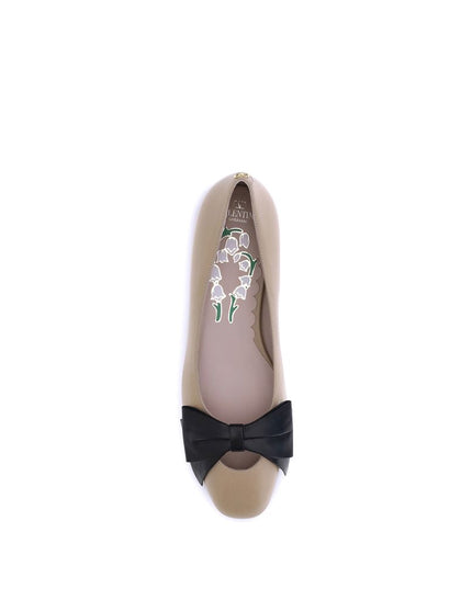 Valentino Garavani Brown Calf Leather Bos Taurus Ballet Flats