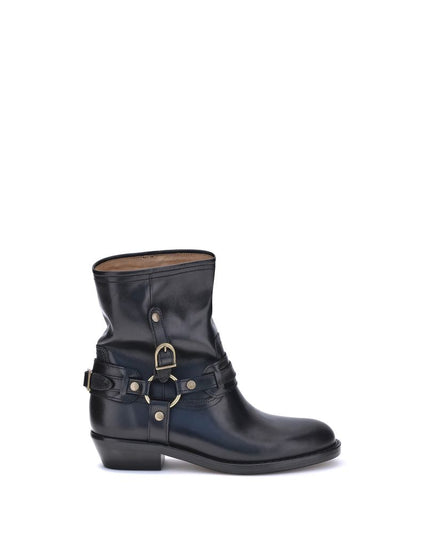 Isabel Marant Black Calf Leather Bos Taurus Ankle Boots