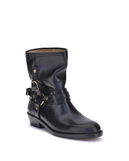 Isabel Marant Black Calf Leather Bos Taurus Ankle Boots