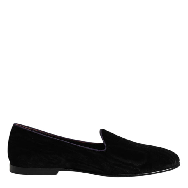 Dolce & Gabbana Black DG Crown Embroidery Loafers Slip On Shoes
