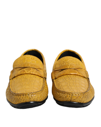Dolce & Gabbana Yellow Exotic Leather Loafers Slip On Shoes