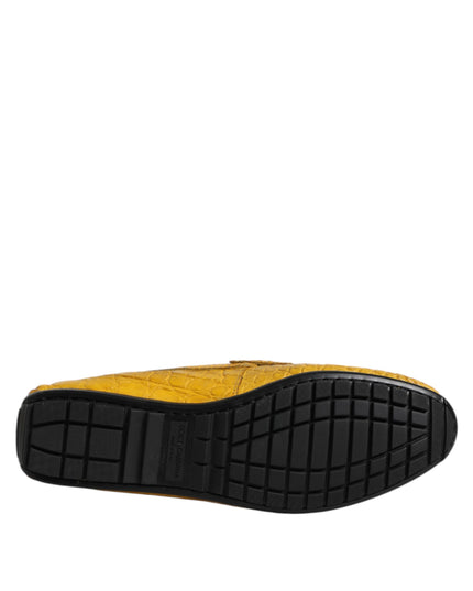 Dolce & Gabbana Yellow Exotic Leather Loafers Slip On Shoes