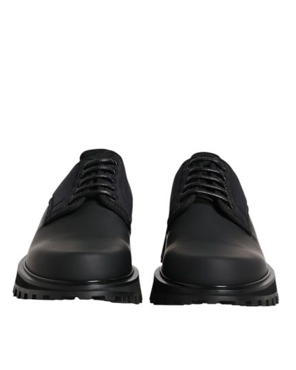 Dolce & Gabbana Black Leather Lace Up Trekking Dress Shoes