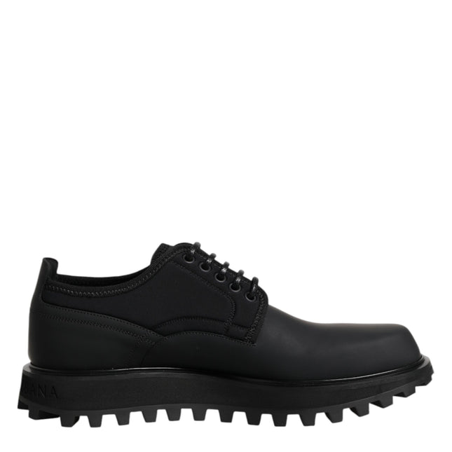Dolce & Gabbana Black Leather Lace Up Trekking Dress Shoes