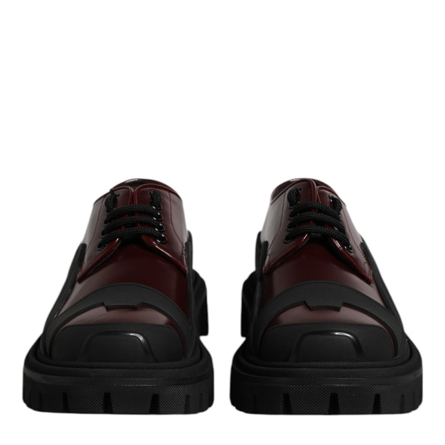 Dolce & Gabbana Red Leather Lace Up Trekking Dress Shoes