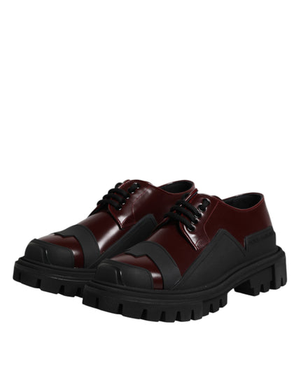 Dolce & Gabbana Red Leather Lace Up Trekking Dress Shoes