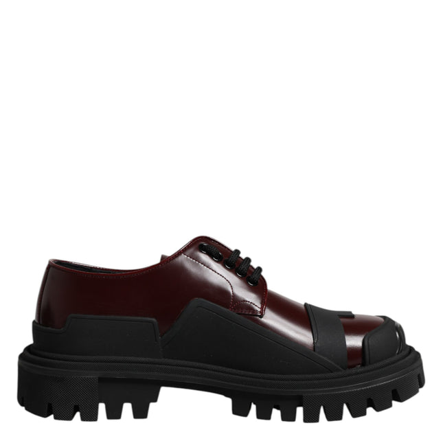 Dolce & Gabbana Red Leather Lace Up Trekking Dress Shoes