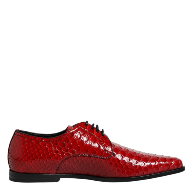Dolce & Gabbana Red Exotic Leather Lace Up Dress Derby Shoes