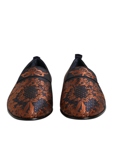 Dolce & Gabbana Black Jacquard Polyester Slip On Loafers Shoes